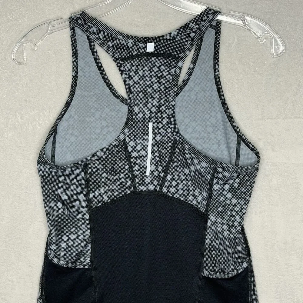 Nike Dri Fit Women's S Racerback Tank Top BLUE‎ Geometric Pockets Cycling Gym